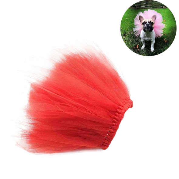 Summer Pet Dress Up Half-length Mesh Skirt, Size:L(Red)