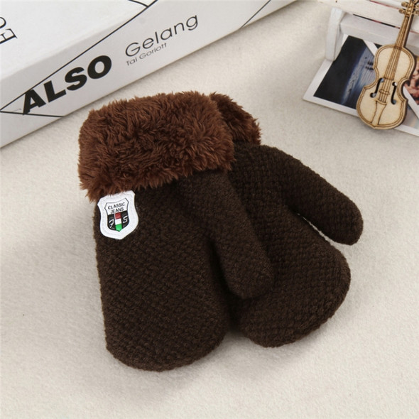 Winter Baby Knitted Warm Gloves Full Finger Mittens(Dark Khaki)
