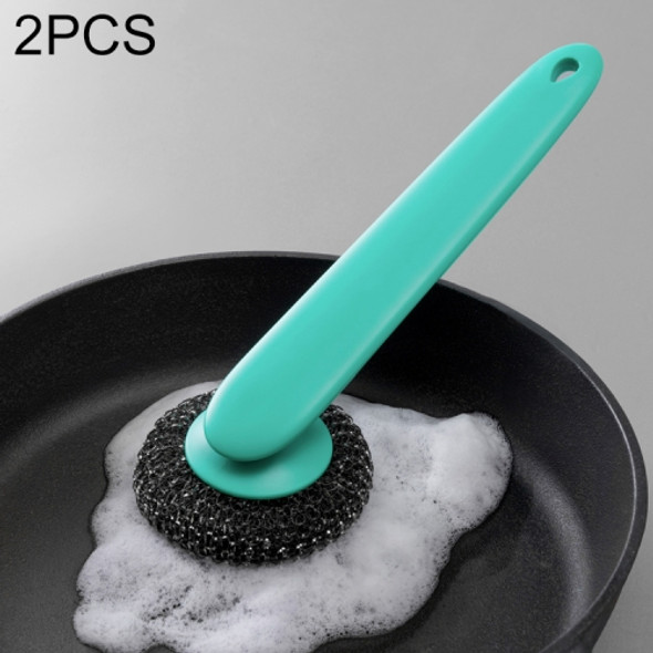 2 PCS Long Handle Wire Ball Pot Brush(Green)