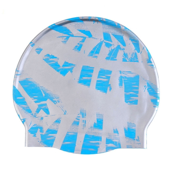 Adult Printed Silicone Swimming Cap(Lack Blue)