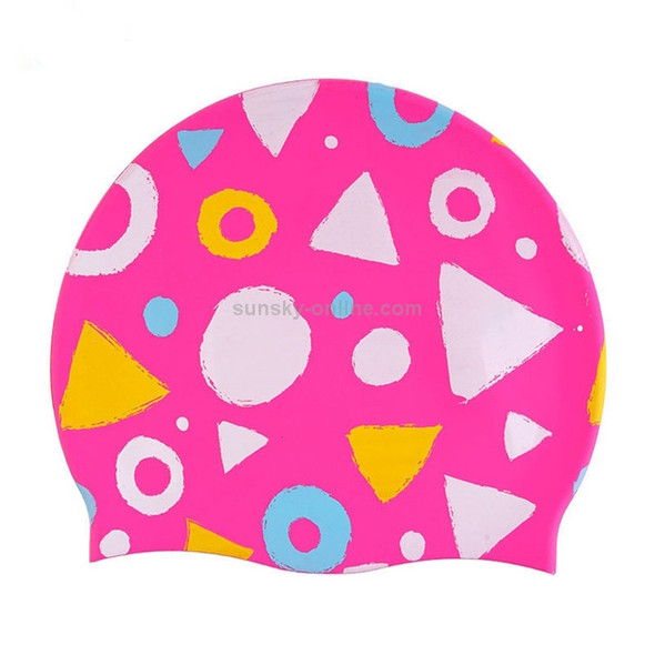 Children Cartoon Silicone Swimming Cap(Geometric Pink)