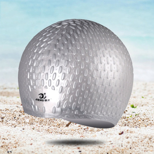 Larger Version Water Drop Shape Silicone Swimming Cap(Gray)