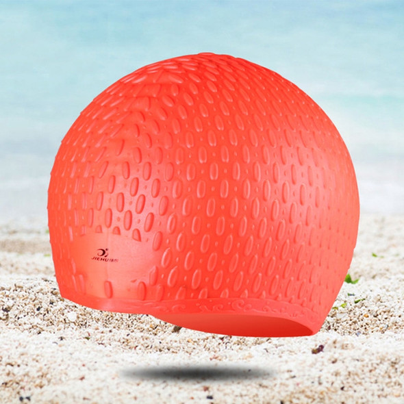 Larger Version Water Drop Shape Silicone Swimming Cap(Orange)