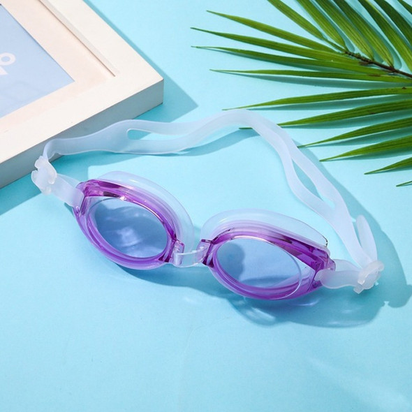 2 in 1 Diving Anti-fog HD Swimming Glasses + Earplugs Set for Children Adult(Purple)