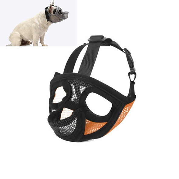 Pet Bulldog Mouth Cover Mask Pet Supplies，Tongue Out Version, Size:L(Orange)