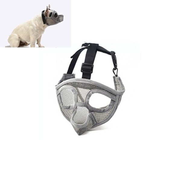 Pet Bulldog Mouth Cover Mask Pet Supplies，Tongue Out Version, Size:L(Gray)