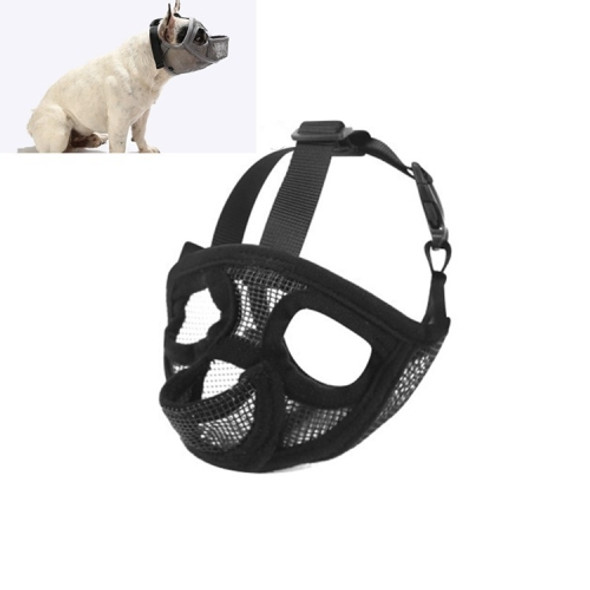 Pet Bulldog Mouth Cover Mask Pet Supplies，Tongue Out Version, Size:XXS(Black)