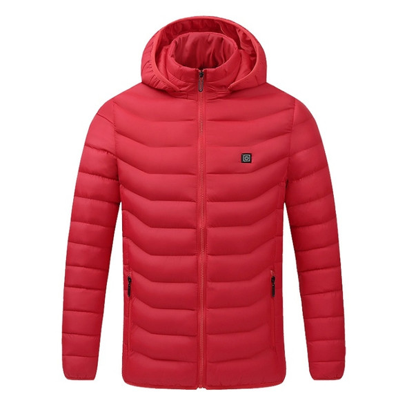 USB Heated Smart Constant Temperature Hooded Warm Coat for Men and Women (Color:Red Size:XXXL)