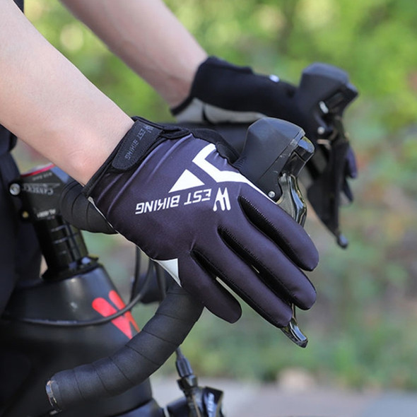WEST BIKING YP0211216 Riding Gloves Bike Shock Absorption Touch Screen Full Finger Glove, Size: M(Black)