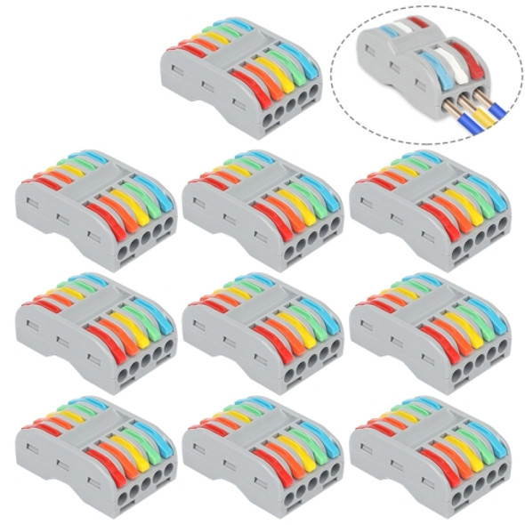 10 PCS SPL-5 5 In 5 Out Colorful Quick Line Terminal Multi-Function Dismantling Wire Connection Terminal