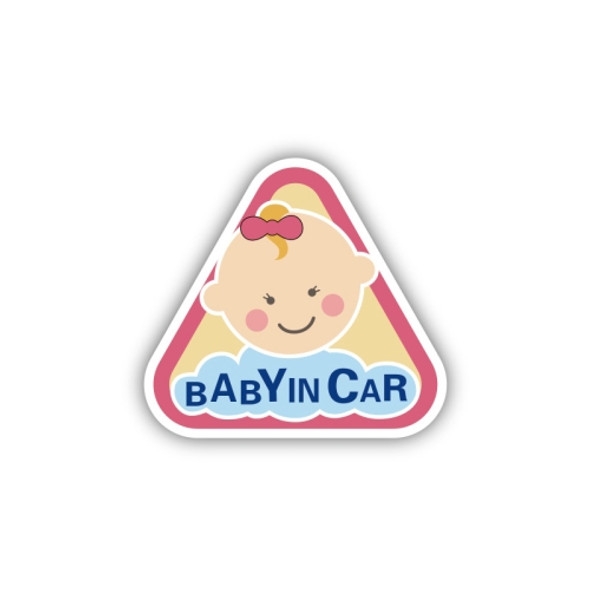 10 PCS There Is A Baby In The Car Stickers Warning Stickers Style: CT223P Triangle Girl Adhesive Stickers