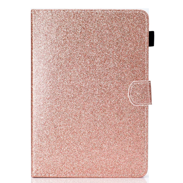 For 8 inch Tablet Varnish Glitter Powder Horizontal Flip Leather Case with Holder & Card Slot(Rose Gold)