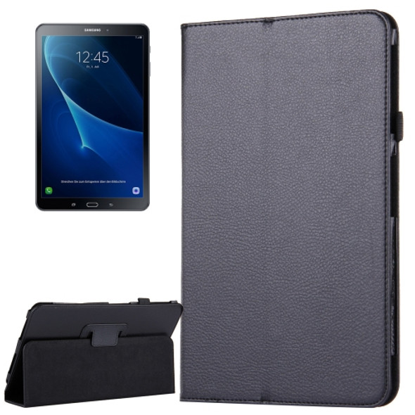 For Galaxy Tab A 10.1 / T580 Litchi Texture Magnetic Horizontal Flip Leather Case with Holder & Sleep / Wake-up Function(Black)