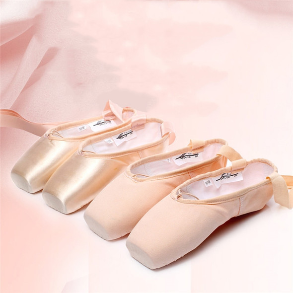 Ballet Lace Pointe Shoes Professional Flat Dance Shoes, Size: 35(Satin + Silicone Case)