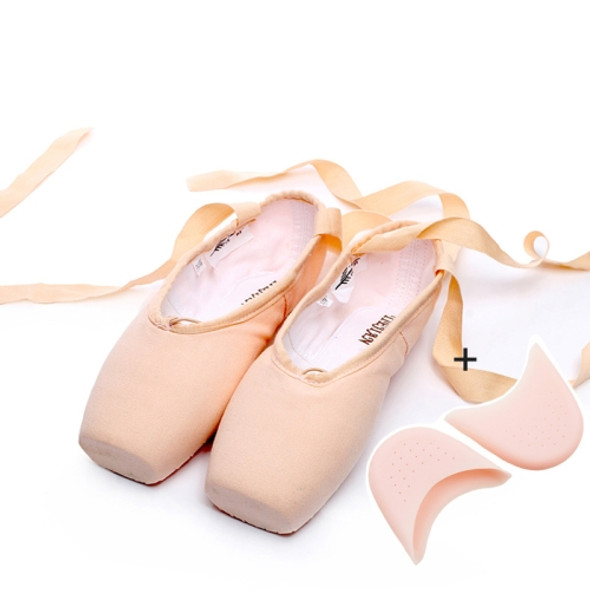 Ballet Lace Pointe Shoes Professional Flat Dance Shoes, Size: 34(Canvas + Silicone Case)