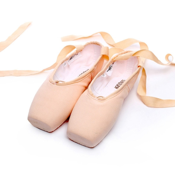 Ballet Lace Pointe Shoes Professional Flat Dance Shoes, Size: 44(Canvas)
