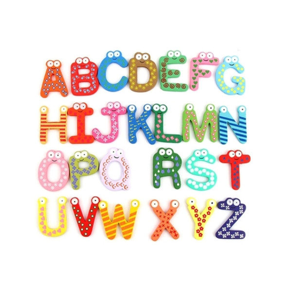 26 PCS Children Early Education Cartoon Wooden Large English Alphabet Animal Fridge Magnet