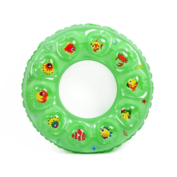 10 PCS Cartoon Pattern Double Airbag Thickened Inflatable Swimming Ring Crystal Swimming Ring, Size:70 cm(Green)