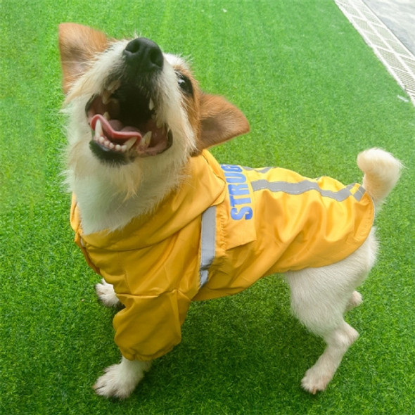 Foldable Reflective Stripe Hooded Pet Raincoat Dog Waterproof Clothing, Size:XL(Fluorescent Yellow)