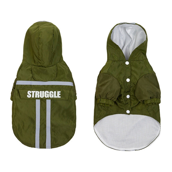 Foldable Reflective Stripe Hooded Pet Raincoat Dog Waterproof Clothing, Size:L(Dark Green)