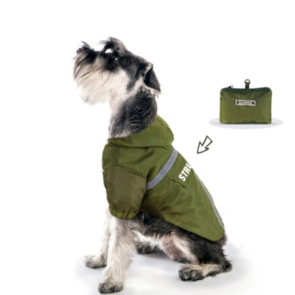 Foldable Reflective Stripe Hooded Pet Raincoat Dog Waterproof Clothing, Size:M(Dark Green)