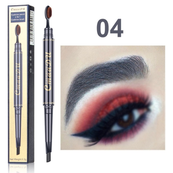 3 PCS CmaaDu Toothbrush Head Eyebrow Pencil Pigment Multifunctional Waterproof Double-Head Eyebrow Pencil, Color Classification: 04 (Gray)