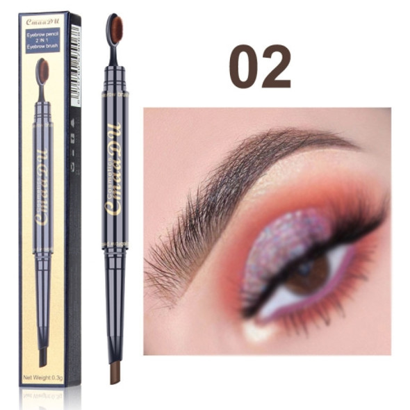 3 PCS CmaaDu Toothbrush Head Eyebrow Pencil Pigment Multifunctional Waterproof Double-Head Eyebrow Pencil, Color Classification: 02 (Coffee Color)