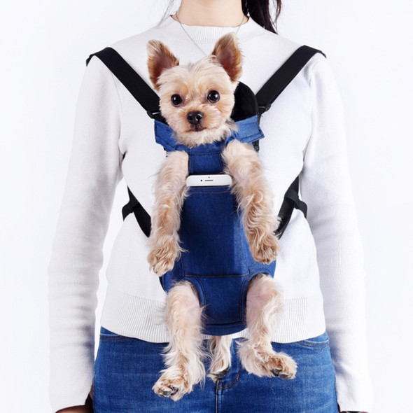 Dog Going Out Foldable On Chest Backpack Pet Carrier Bag, Colour: Blue Denim (Four Seasons)(S)