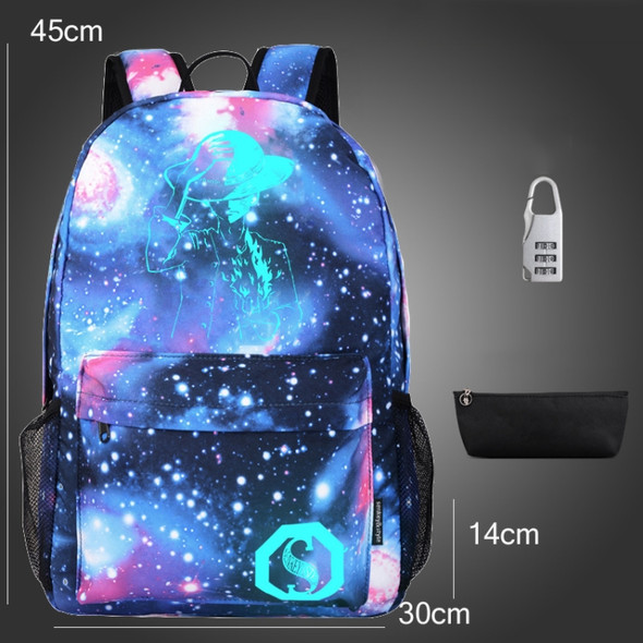 Starry Sky Luminous Backpack Oxford Cloth Printed Backpack With Pen Case And Anti-Theft Lock, Specification:, Colour:Star Blue Grasp The Fire Pirate