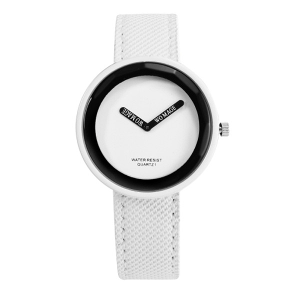 Simple Style Round Dial Matte Leather Strap Quartz Watch for Men / Women(White)