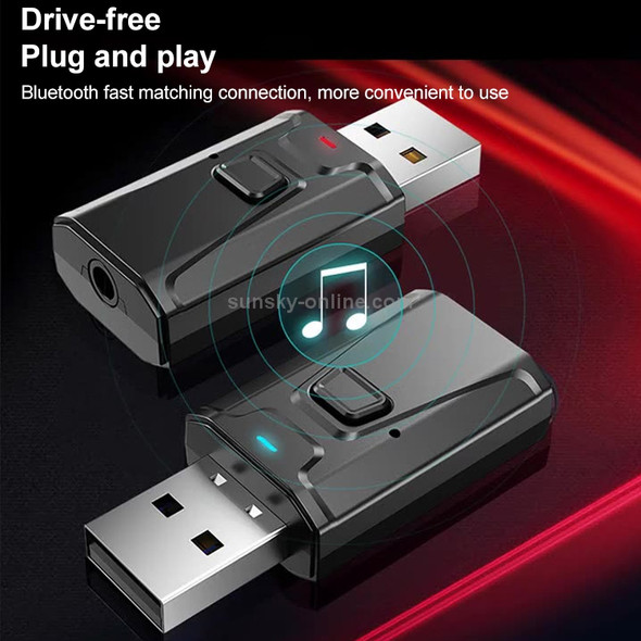 2 PCS Wireless Bluetooth Adapter USB Bluetooth Two-In-One Transmitter Receiver