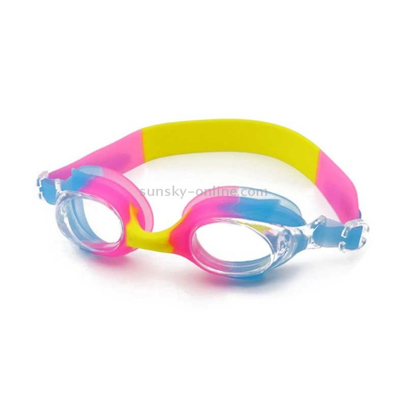 Anti-fog Silicone Swimming Goggles with Ear Plugs for Children (Yellow + Red + Blue)