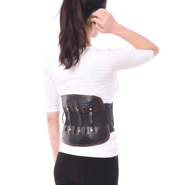 Steel Plate Support And Fixation Leather Protection Waist Belt Lumbar Orthosis,Size: L  (86-94 cm)