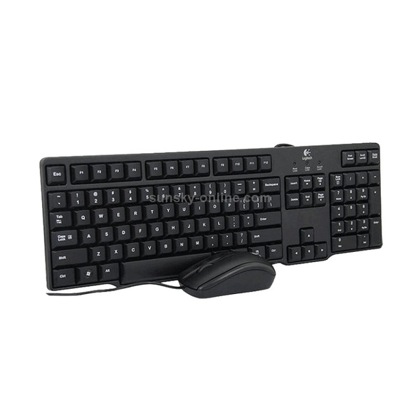 Logitech MK100 PS / 2 Interface Prevent Water Splashing Wired Keyboard + USB Interface Wired Mouse Set (Black)