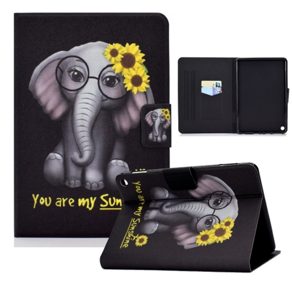 For Amazon Kindle HD 8 (2020) Electric Pressed TPU Colored Drawing Horizontal Flip Leather Case with Holder & Pen Slot(Flower Elephant)