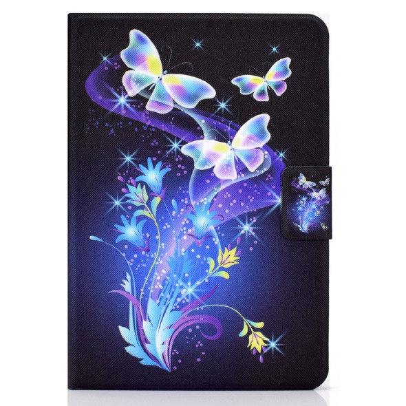 For Amazon Kindle HD 8 (2020) Electric Pressed TPU Colored Drawing Horizontal Flip Leather Case with Holder & Pen Slot(Butterflies Flower)