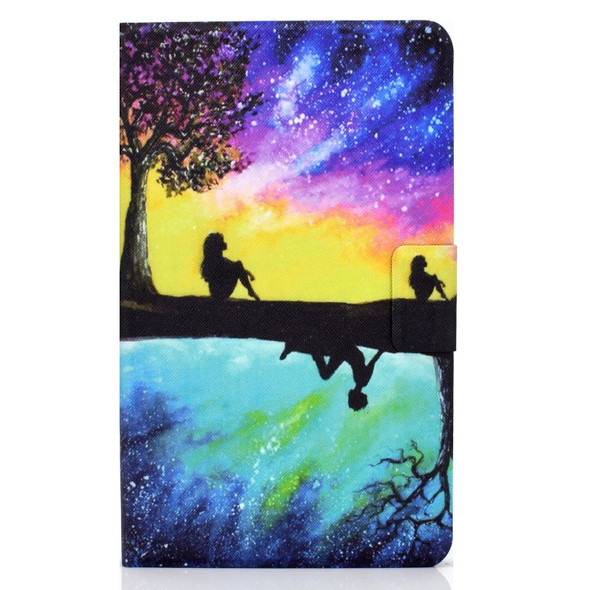 For Amazon Kindle Fire HD 10 (2015) / (2017) / (2019) Electric Pressed TPU Colored Drawing Horizontal Flip Leather Case with Holder & Pen Slot(Starry Sky Reflection)