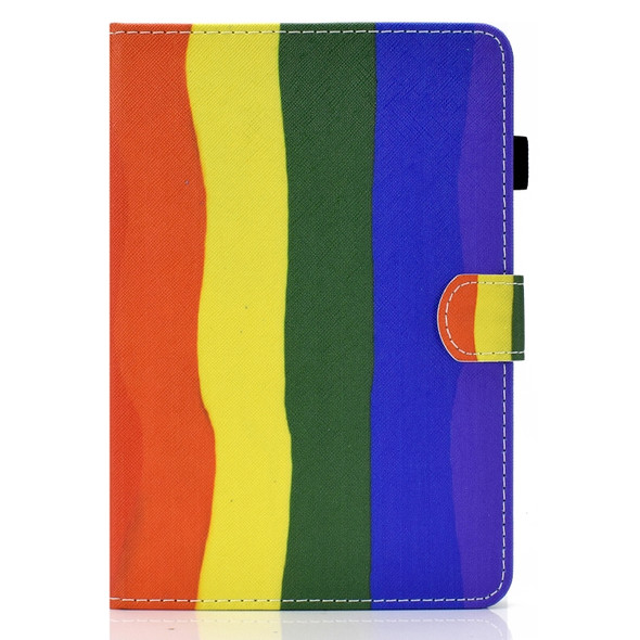 For Amazon Kindle Fire HD8 (2020) Colored Drawing Horizontal Flip Leather Case with Holder & Card Slots & Sleep / Wake-up Function(Rainbow)