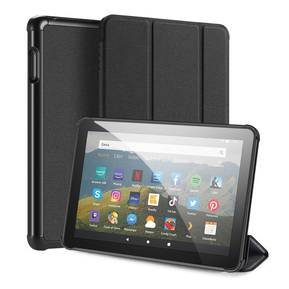 For Amazon Fire HD 8 (2020) / Fire HD 8 Plus (2020) DUX DUCIS Domo Series Horizontal Flip Magnetic PU Leather Case with Three-folding Holder & & Wake-up / Sleep Function(Black)