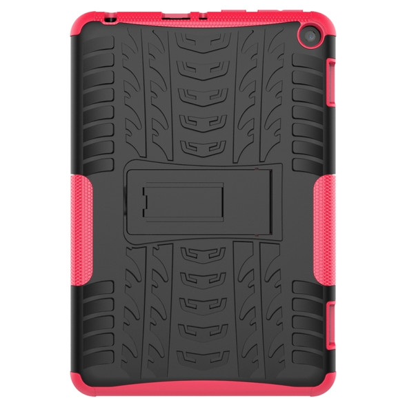 For Amazon Fire HD 8 (2020) Tire Texture Shockproof TPU+PC Protective Case with Holder(Rose Red)