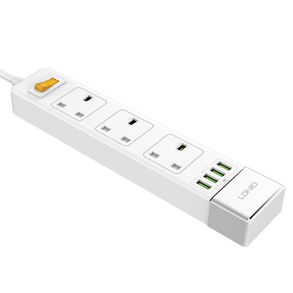 LDNIO SK3460 4 x USB Ports Multi-function Travel Home Office Socket, Cable Length: 1.6m, UK Plug