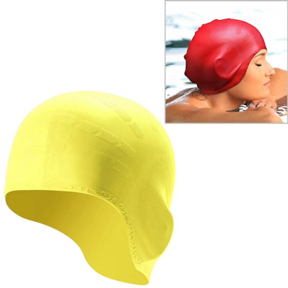 Silicone Ear Protection Waterproof Swimming Cap for Adults with Long Hair(Yellow)