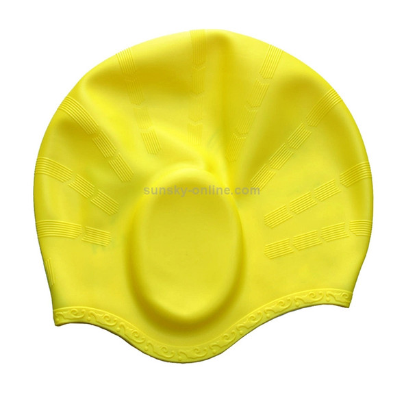 Silicone Ear Protection Waterproof Swimming Cap for Adults with Long Hair(Yellow)