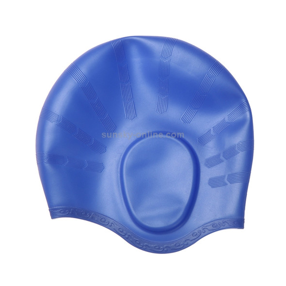 Silicone Ear Protection Waterproof Swimming Cap for Adults with Long Hair(Blue)