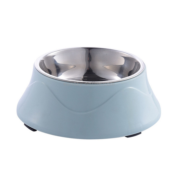 Pet Food Bowl Stainless Steel Dog Cat Dual-use Bowl(Blue)