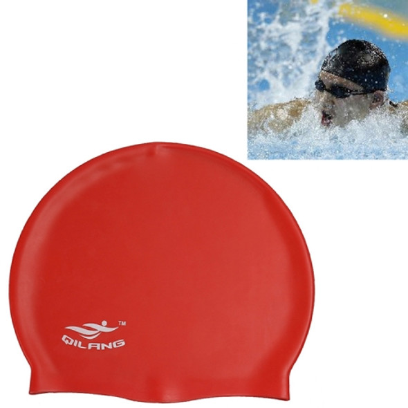Adult Solid Color Waterproof Silicone Swimming Cap(Red)