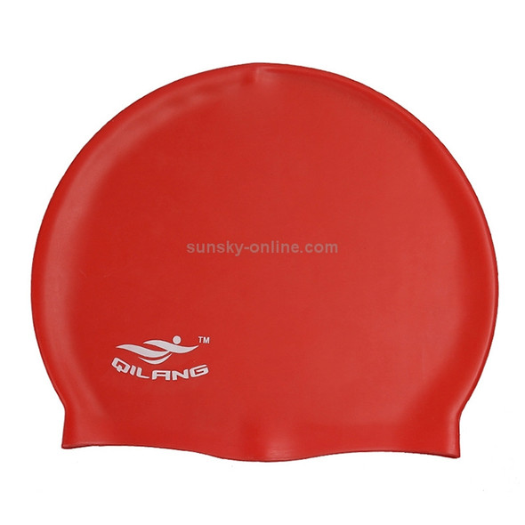 Adult Solid Color Waterproof Silicone Swimming Cap(Red)