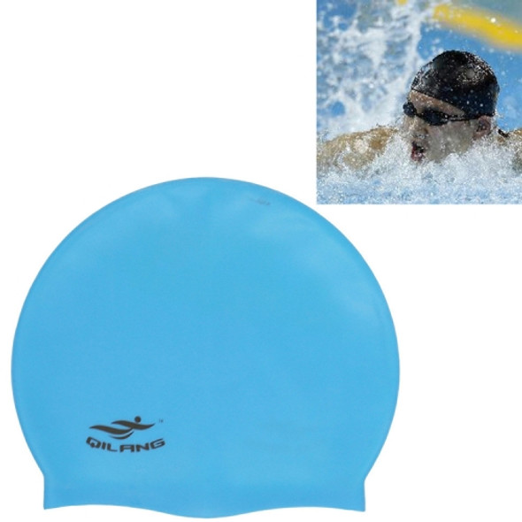 Adult Solid Color Waterproof Silicone Swimming Cap(Sky)