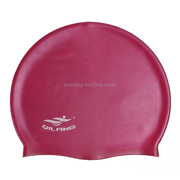 Adult Solid Color Waterproof Silicone Swimming Cap(Wine Red)