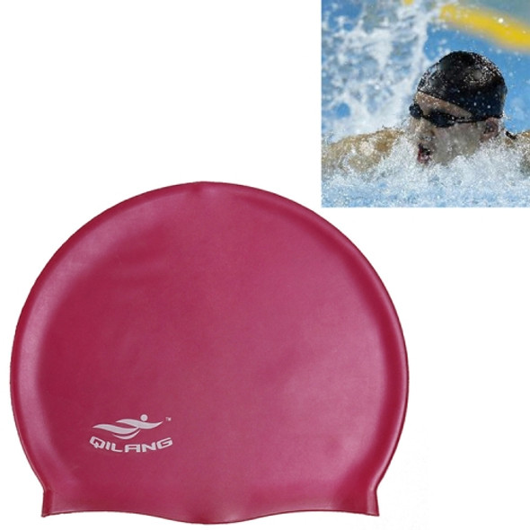 Adult Solid Color Waterproof Silicone Swimming Cap(Wine Red)